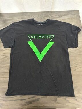 Velocity Men’s Short-Sleeve Tee in Black with Neon Green Logo
